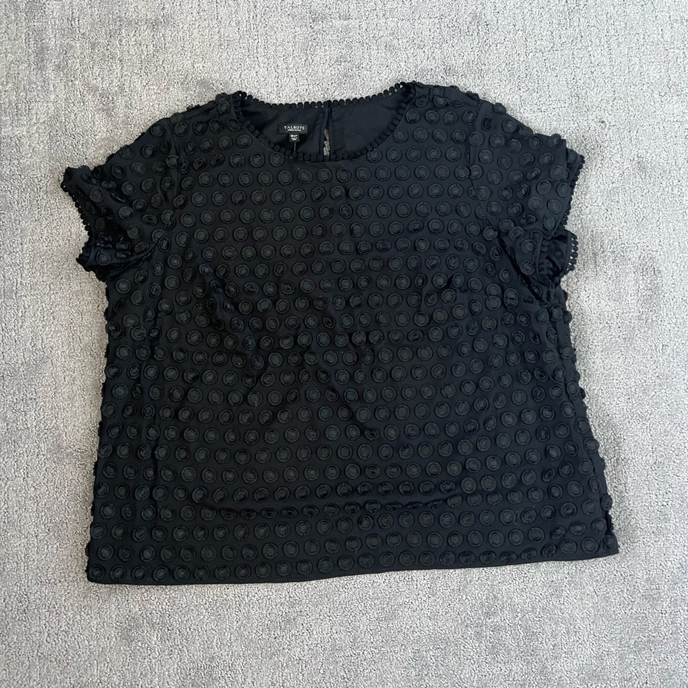 Talbots Black Eyelet Tee Blouse